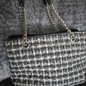 Kate Spade Black and White Tweed Shoulder Bag